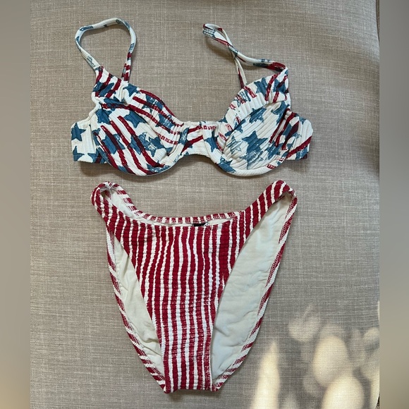Other - New rare never worn 1980’s red white and blue high cut bikini size 11/12.